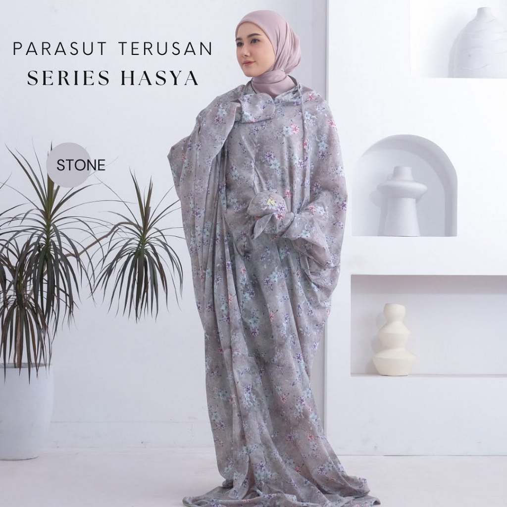 MUKENA TERUSAN TRAVEL SERIES HASYA PARASUT PREMIUM KOREA 2IN1