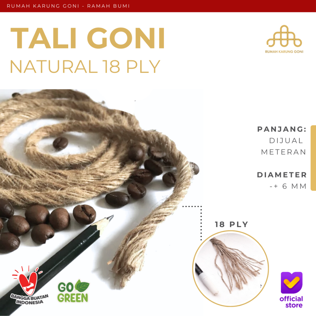 Tali Rami Tali Goni Besar Meteran 18 ply Untuk Kerajinan tangan Dekorasi Hampers Seserahan