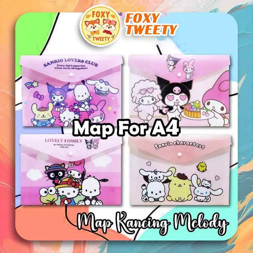 

(Live) Map Kancing Melody Lucu/ Folder Bag - Gambar Sanrio - Map For A4 - (0318-109-01/02/03/04)