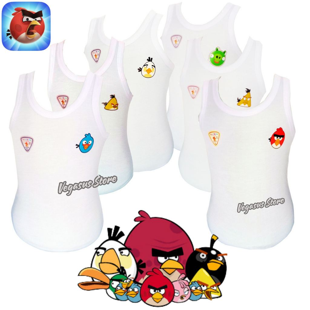 Kaos Dalam Bayi Unisex Karakter Angry Birds 12Pcs Usia 0-4 Tahun Katun Bayi laki/Perempuan