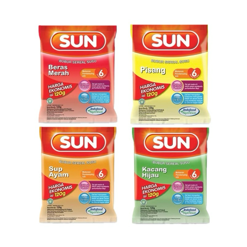 SUN Bubur SACHET kemasan Ekonomis 120gr | Bubur SUN Kemasan Ekonomis 120gr