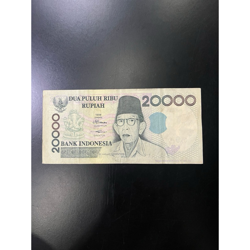 Uang kertas kuno asli Indonesia 20.000 (dua puluh ribu rupiah) 1998