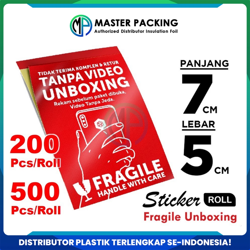 

Stiker Wajib Video Unboxing Sticker Fragile Unboxing 200pcs dan 500pcs Per Roll - Fragile Unboxing