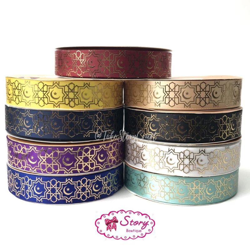 

1YARD - PITA IDUL FITRI SINGLE SATIN / IED MUBARAK/PITA IDUL FITRI SABLON EMAS TIMBUL