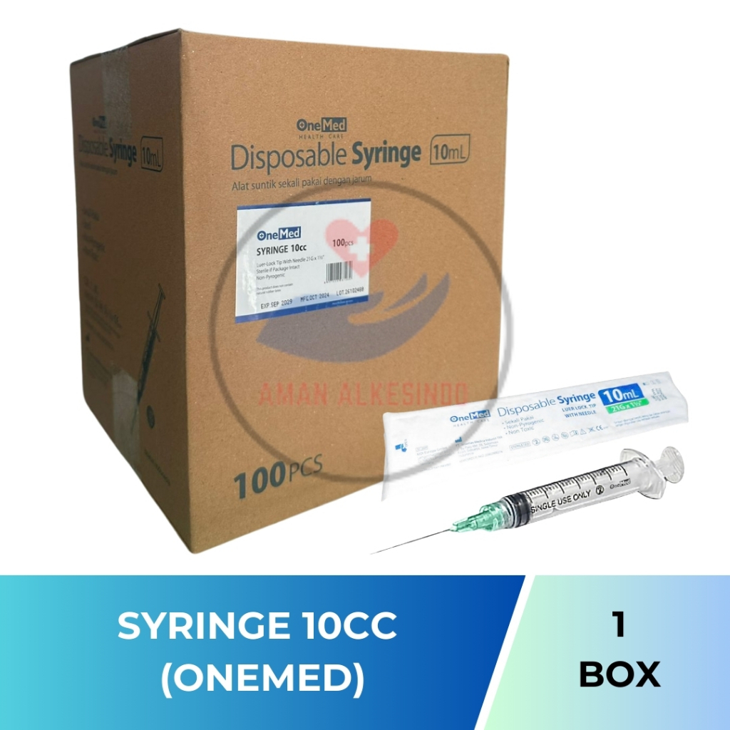 PER BOX - Disposable Syringe OneMed 10ml Spuit 10cc Spoit Spet Jarum Suntik 10cc