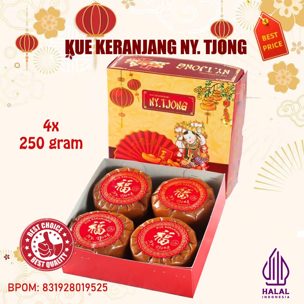 

Ny Tjong Kue Keranjang Imlek Cina Halal BPOM Dodol Cina Nian Gao Ti Kwe Thiam Pan Ukuran 250 Gram Isi 4 Pcs DENGAN BOX