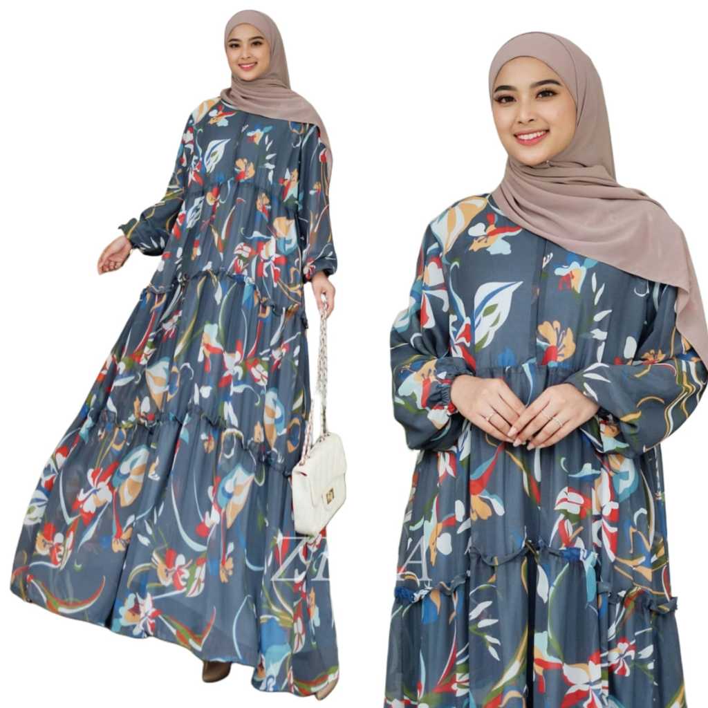 Zeba | Farah Gamis Jumbo LD120 PB 145+ Dress Pesta Lebaran Bahan Ceruty Babydoll Muat BB 70 - 95 kg