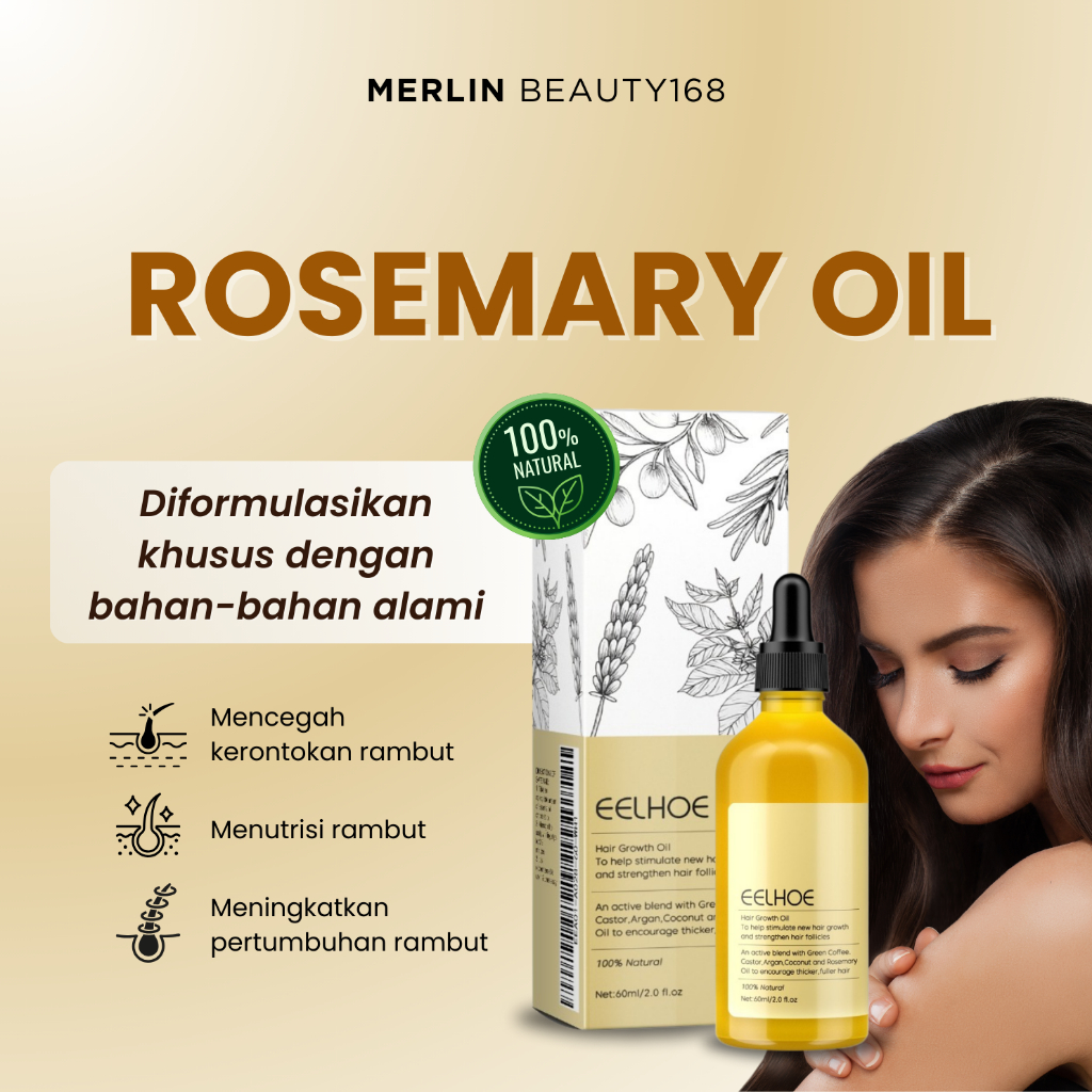 Rosemary Oil Rambut Penumbuh Rambut Botak Perawatan Rambut Rontok Penumbuh Rambut Cepat Hair Growth 