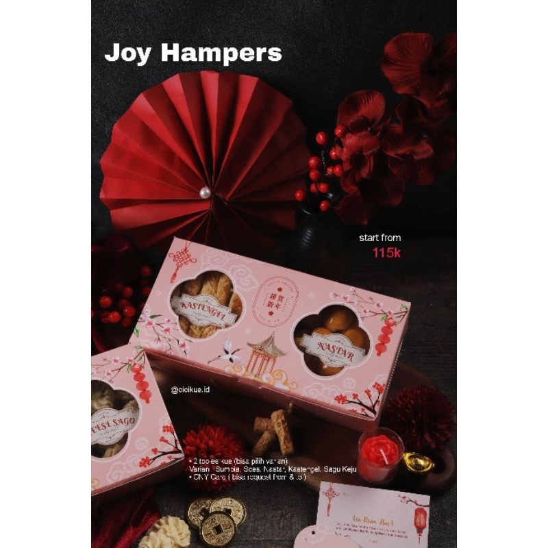 

Hampers Imlek / Hampers Sincia / Nastar / Sagu Keju / Kastangel / Kastengel / Sumpia / Soes / Kue Sus / Hadiah