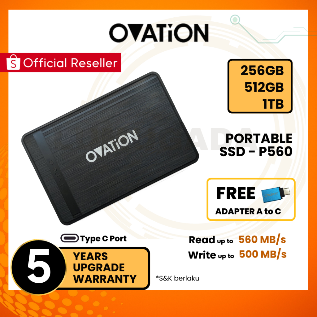 OVATION P560 Portable SSD External 256GB / 512GB / 1TB - Garansi Resmi 5 Tahun