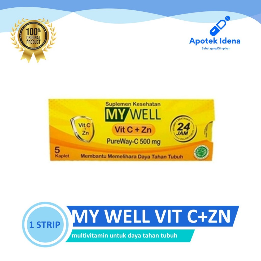 Mywell Vitamin C+Zn 1 Amplop si 5 Tab Vitamin C 500MG Vitamin Daya Tahan Tubuh - Suplemen Kesehatan