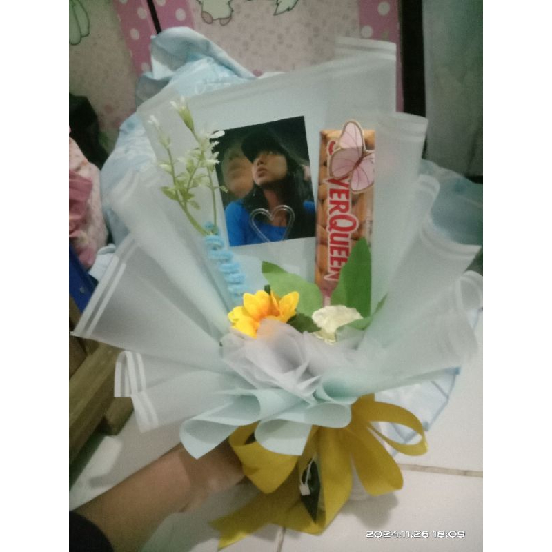 

buket coklat with foto/topper