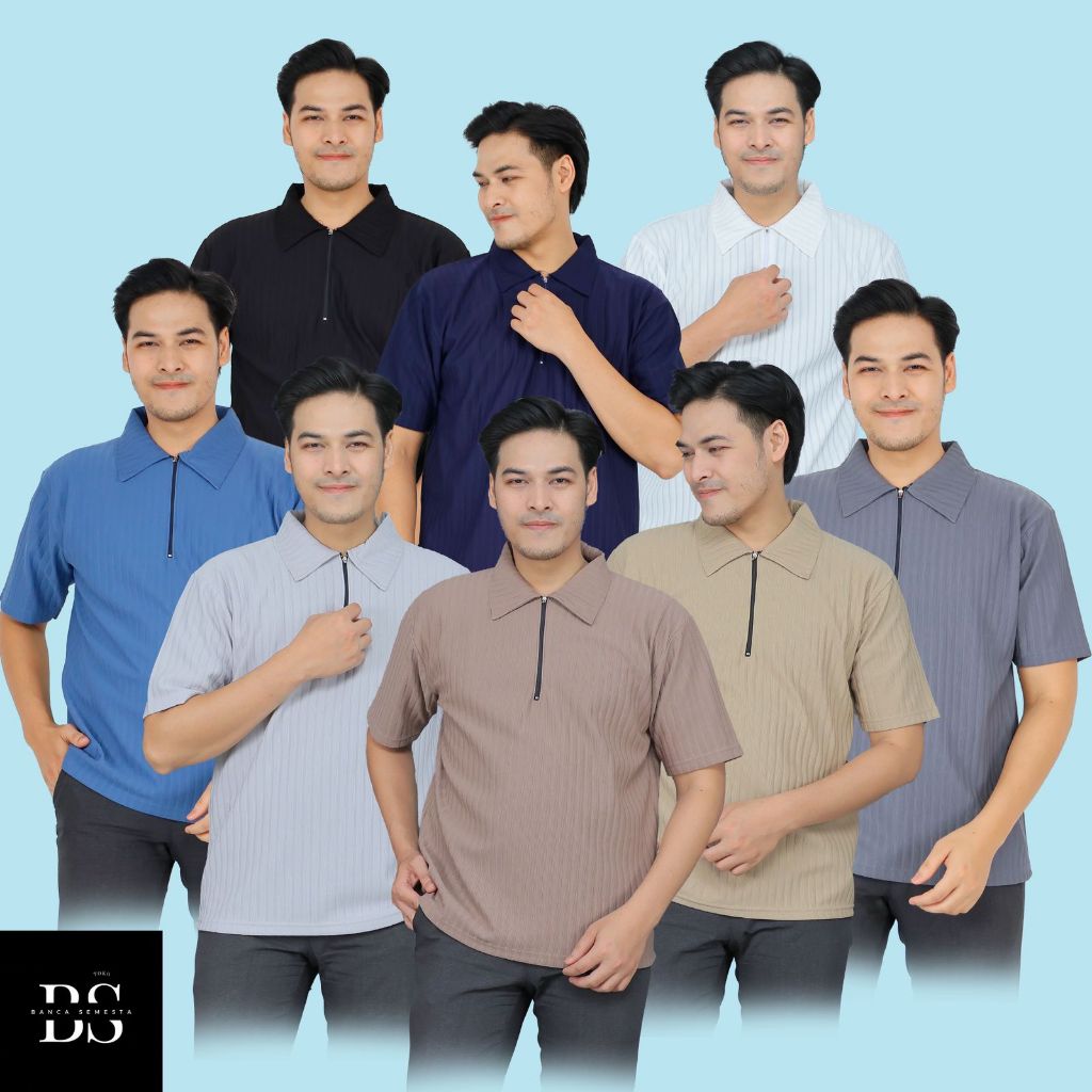 Polo Shirt Knit Pria Kerah Resleting Premium / Baju Knit Pria Korean Style /  Kaos Polo Pria Terbaru