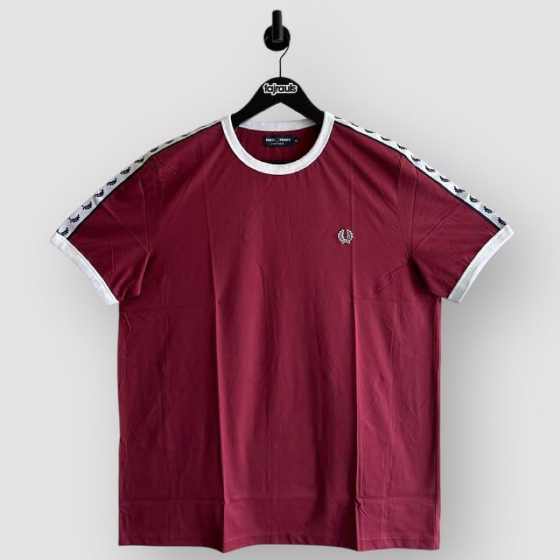 Fred Perry Ringer Taped Tshirt Burgundy Original