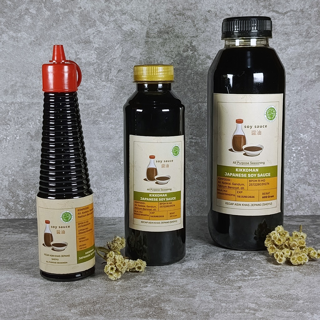 

Kikkoman Shoyu Kecap Asin Jepang kemasan Repack Halal ukuran 160 gr, 300 gr & 600gr