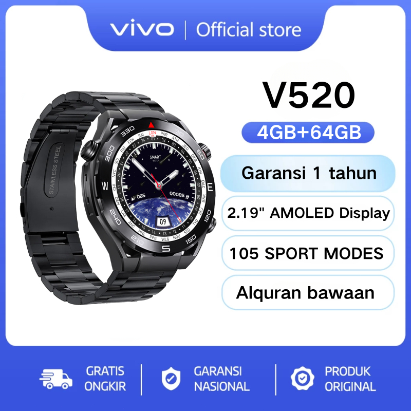【✨100% Original 12 Bulan Garansi】ORI VIVO Smart Watch V520 Max ORI New Wireless Charge GPS NFC Water