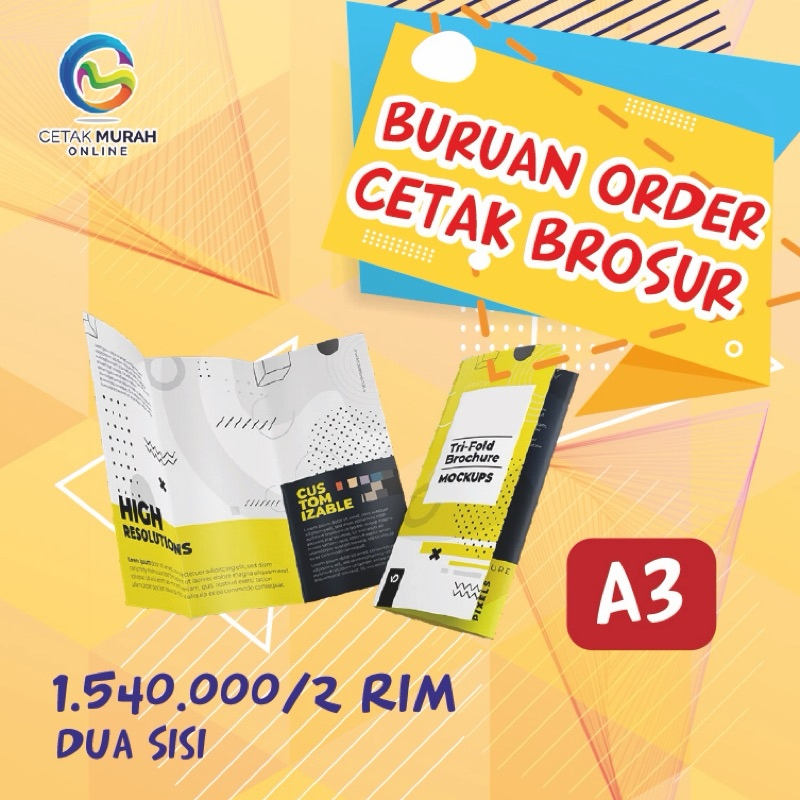 

Cetak Brosur A3 (2 Sisi) 2 rim / 1000 lbr | Art Paper 120 gr Murah !