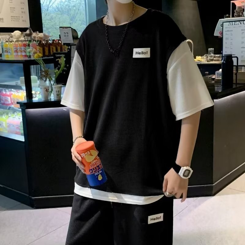 NEW BAJU SETELAN PRIA KOREA OUTFIT PRIA 1 SET LENGKAP KEREN KAOS ONE SET MURAH PRIA SETELAN OLAHRAGA