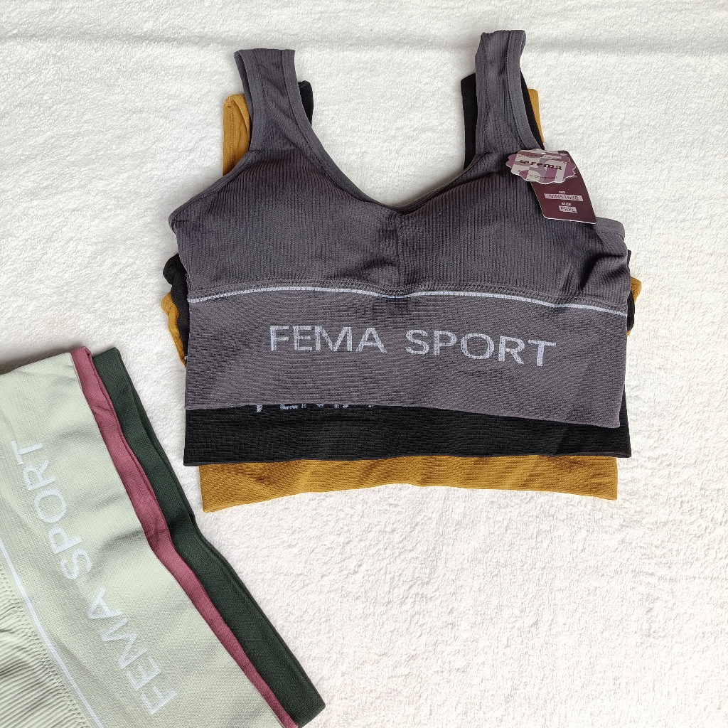 FEMA Miniset Sport Bra Polos Busa Tipis