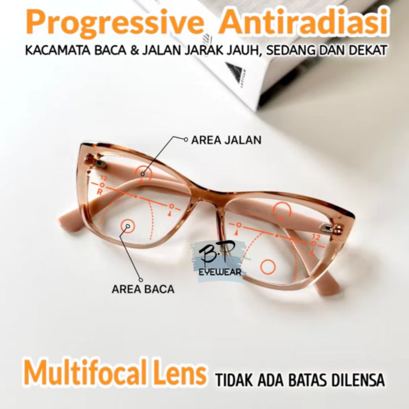 Kacamata Progresif Antiradiasi pria/wanita | Kacamata Baca dan jalan | Kacamata progresif Blueray | 