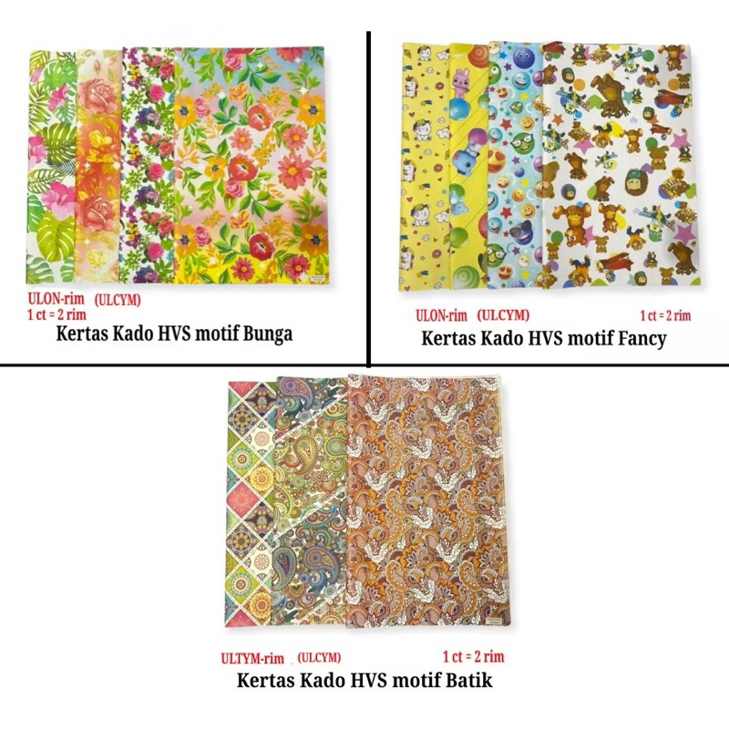 

MDY- 1Pcs Kertas Kado Motif Batik/Bunga dan Fancy