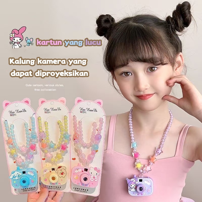 Kalung Kamera Proyeksi Anak-anak Kalung Manik-manik Anak-anak Mainan Bercahaya Anak Perempuan