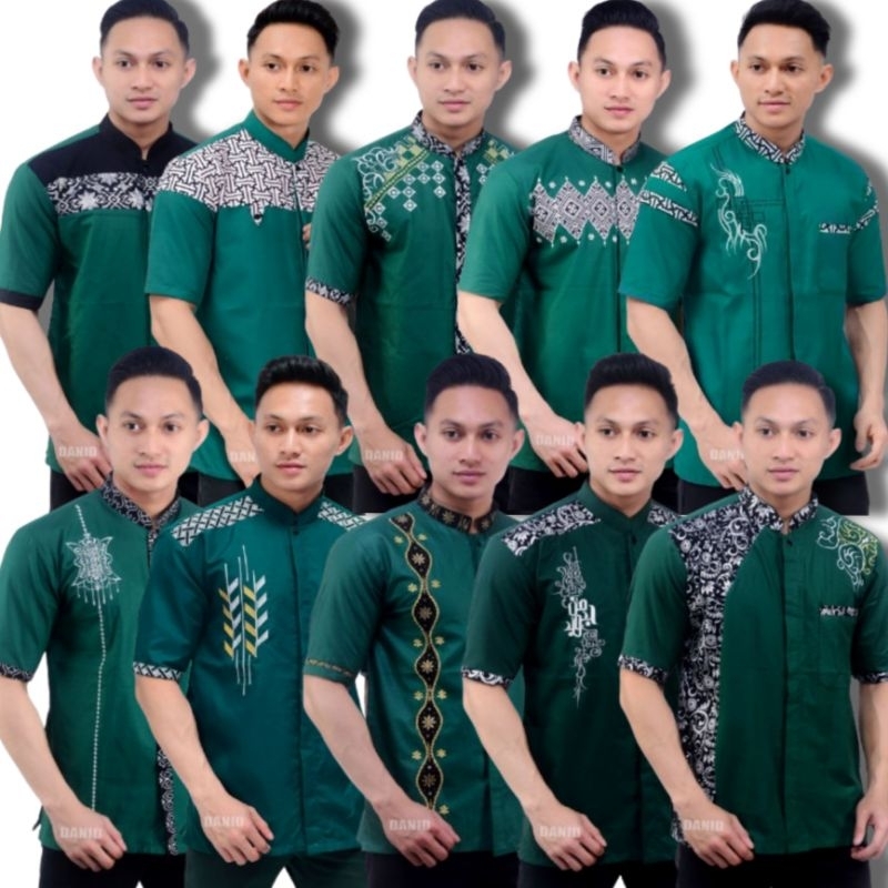 BAJU KOKO BORDIR ~ WARNA HIJAU BOTOL PENDEK SERIES