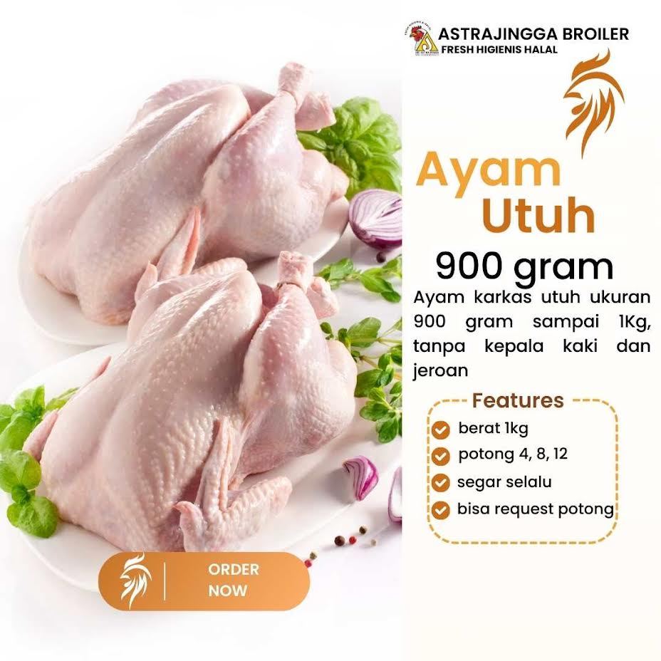 

Ayam broiler utuh karkas 0,9 - 1kg astrajingga broiler