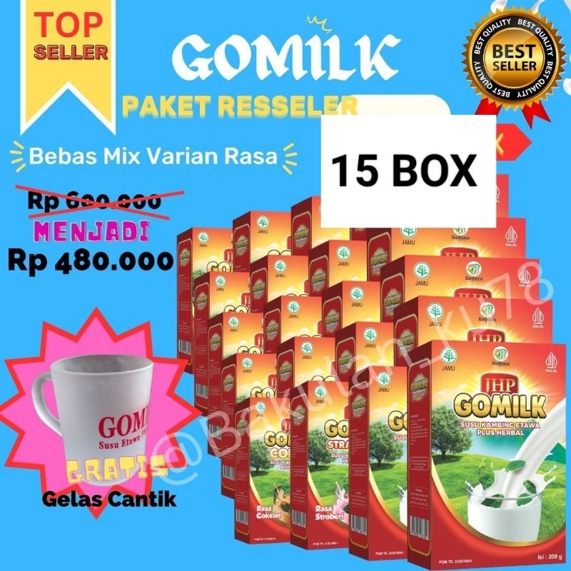 

(HADIAH GELAS CANTIK) PAKET 15 BOX GOMILK SUSU KAMBING ETAWA PLUS HERBAL