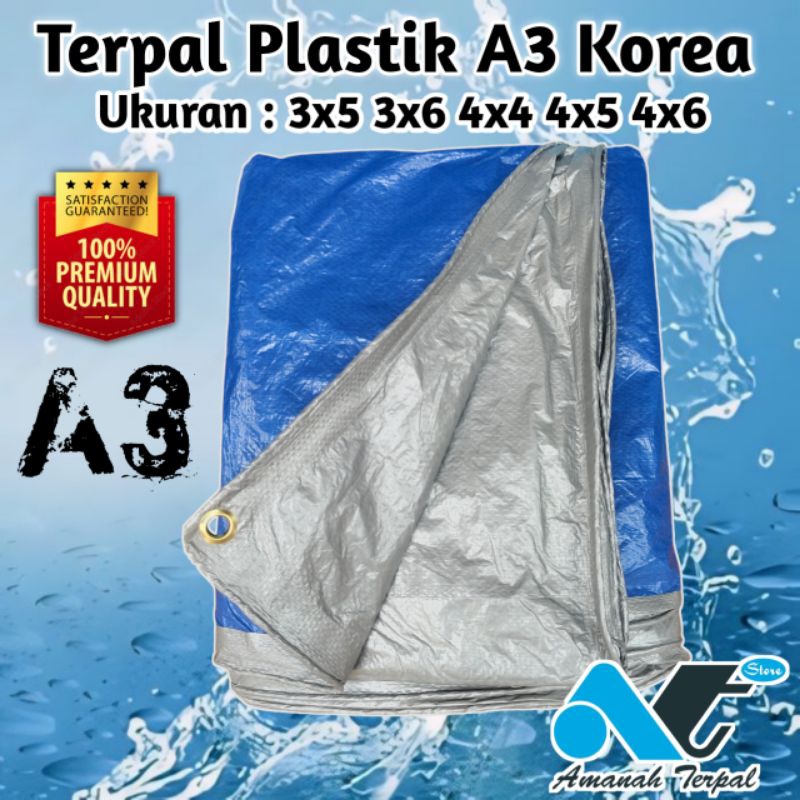 Terpal Plastik Tipe A3 Biru Silver & Biru Oren Ukuran 4x6 4x5 4x4 3x5 3x6 Meter Waterproof