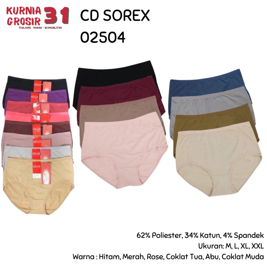 CD SOREX 02504 Size L-XXL / Celana Dalam Perempuan Model MID WAIST / Pakaian Dalam Wanita
