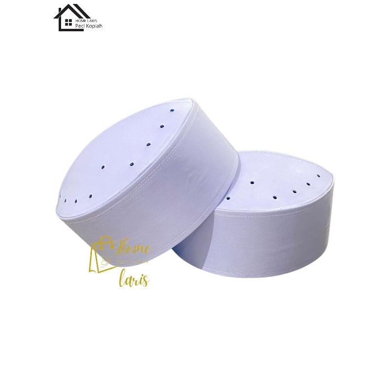 Peci Kopyah Putih Haji Asagofah Polos Fiber Tinggi 8 cm / Peci Kaku Polos