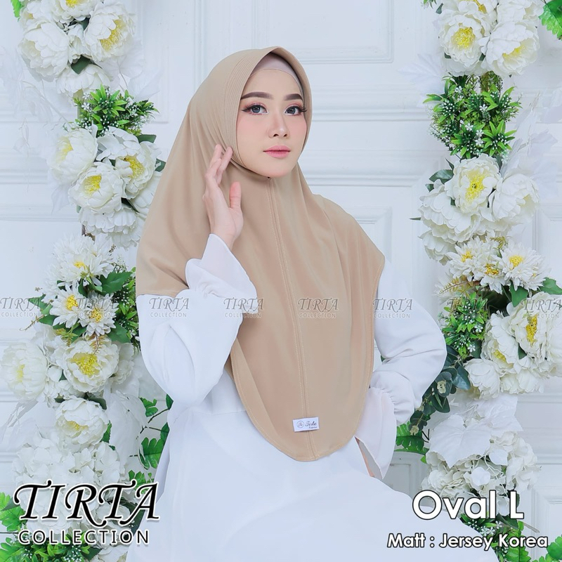 TIRTA-Daily hijab instan jilbab bergo per oval jersey korea size L terbaru by tirta collection