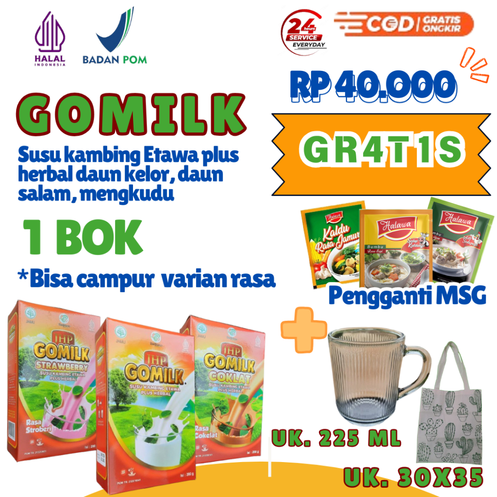 

[GRATIS HALAWA+BISA COD] GOMILK SUSU KAMBING ETAWA PLUS HERBAL UNTUK TAMBAHAN NUTRISI SETIAP HARI