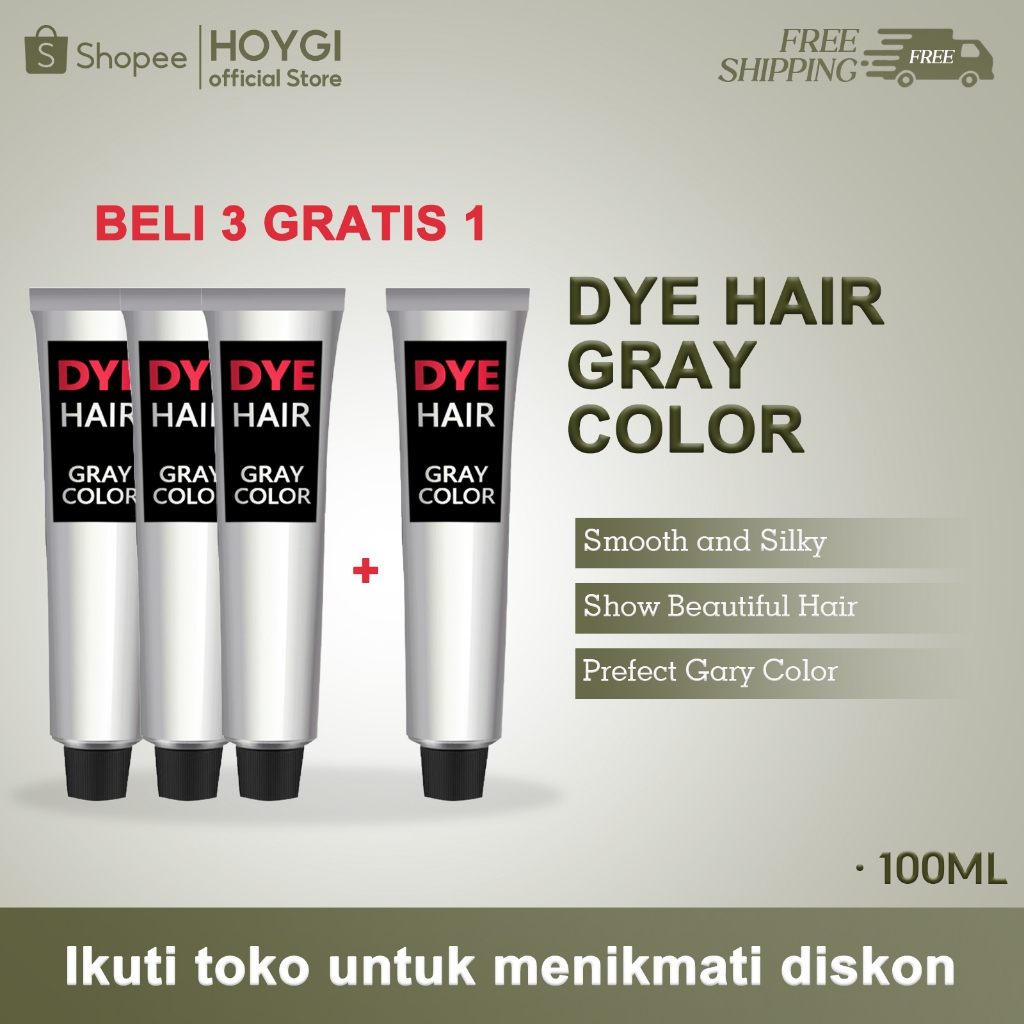 EELHOE Cat Rambut Ash Grey 100ml Semir Rambut Abu Abu Grey Pewarna Rambut Tidak Permanen Warna Tahan
