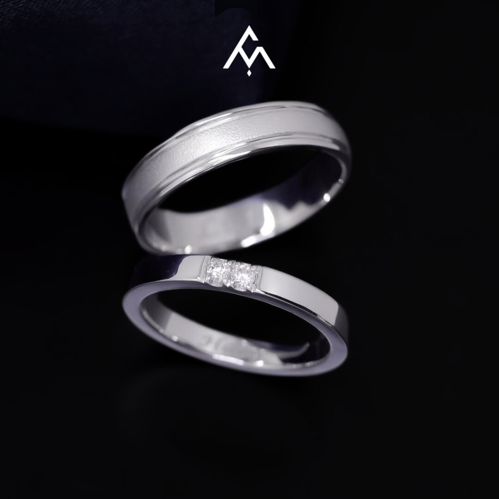 Cincin Kawin Couple Nikah Lamaran Tunangan Perak Palladium Platinum Emas Silver AM90