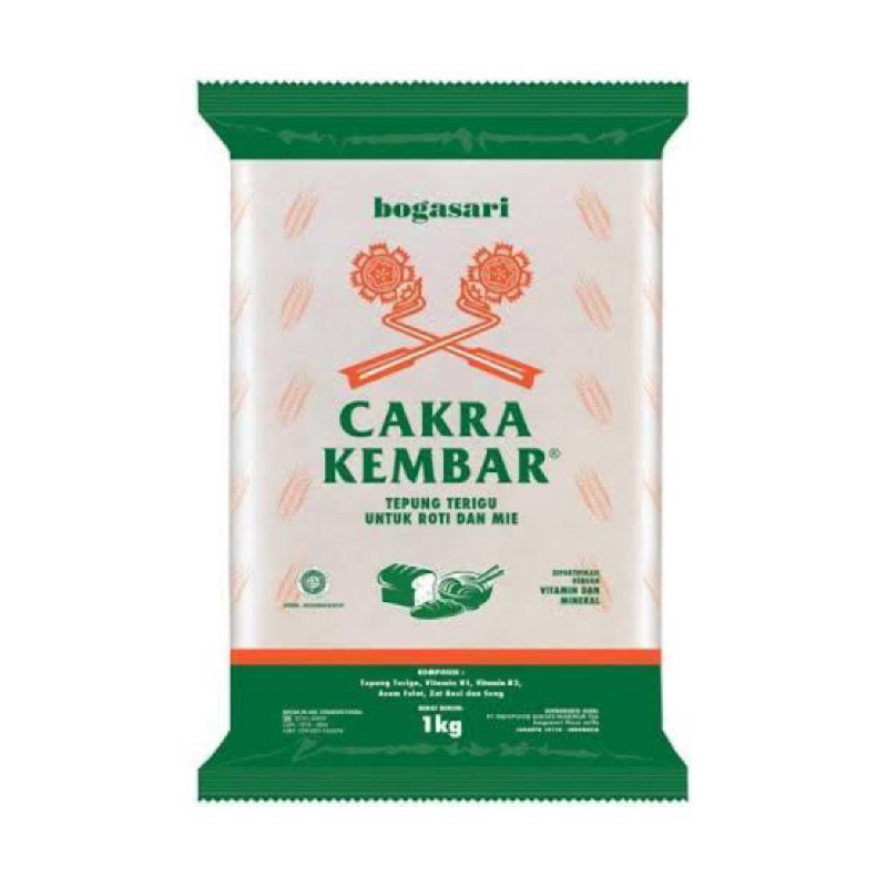 

Tepung Terigu Cakra Kembar / Protein Tinggi 1KG / Bogasari / Roti