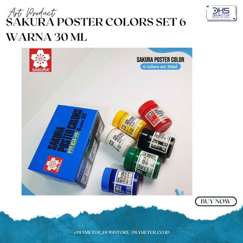 

Sakura poster colours set 6 warna 30 ml