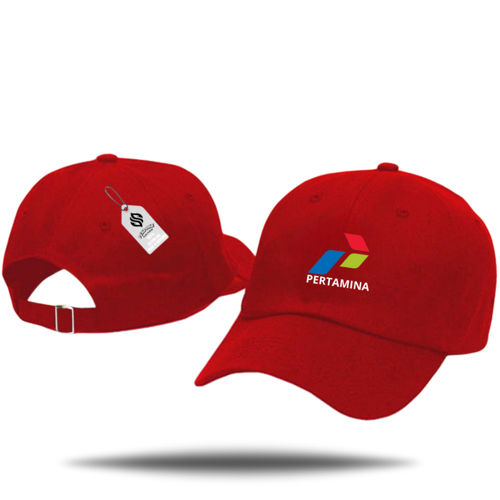 Topi Pertamina Merah / Topi Baseball Logo Pertamina Free Cetak Nama