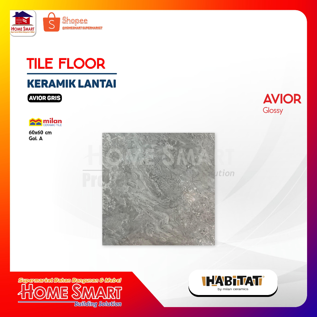 Milan Avior X Gris 60x60 Keramik Lantai Glossy
