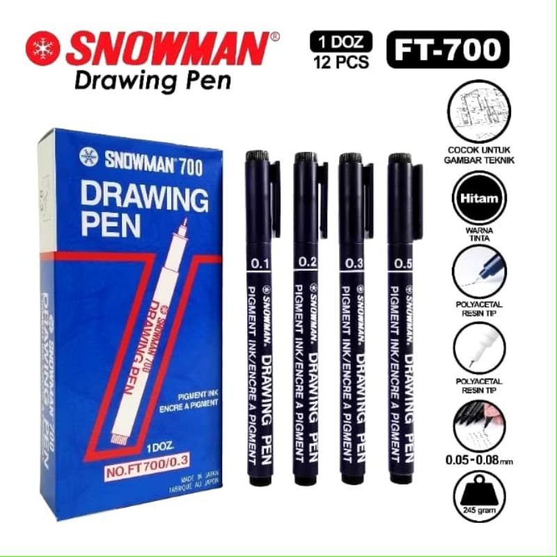 

pulpen drawing pen snowman hitam