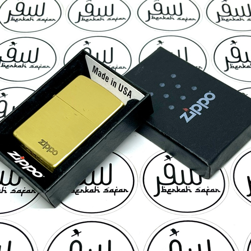 Korek Zippo Gold Matte Brush Logo Icon Original