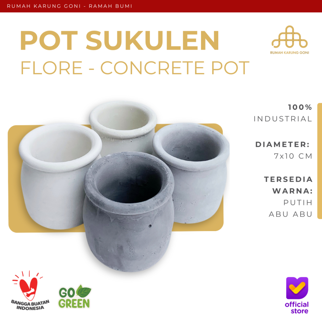 Pot Semen Flore Pot Kaktus Sukulen - Concrete Pot 7 cm - Pot Beton Minimalis