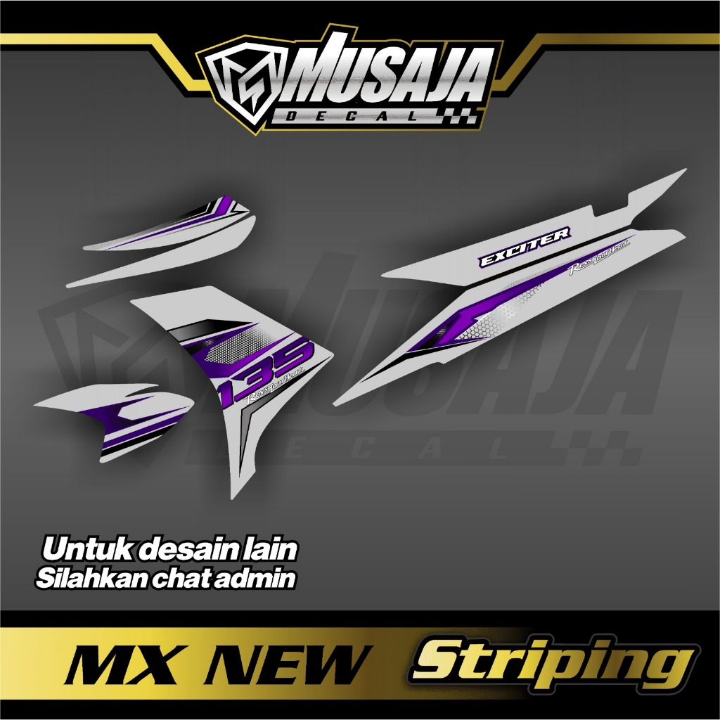 Striping mx new abu ungu transparan uv glossy vernish premium superglossy