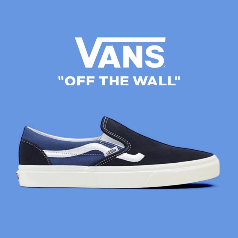 Sepatu Vans Slip On Sidestripe Navy Original100%