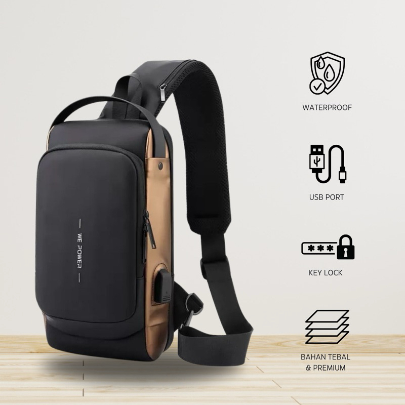 Tas Sling bag Import WE POWER  Waterproof Tas Selempang Anti Maling #1232
