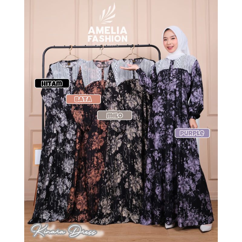 KINARA DRESS RAYON MIX BRUKAT ORY AMELIA/GAMIS SUSUN RAYON AMELIA