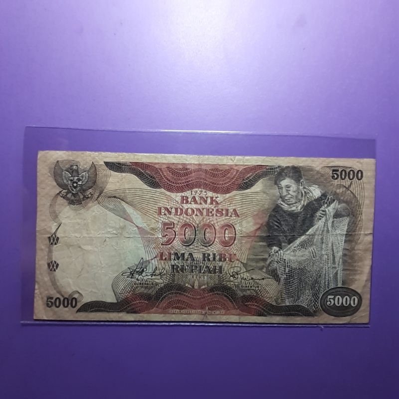 uang kuno 5000 rupiah penjala ikan 1975