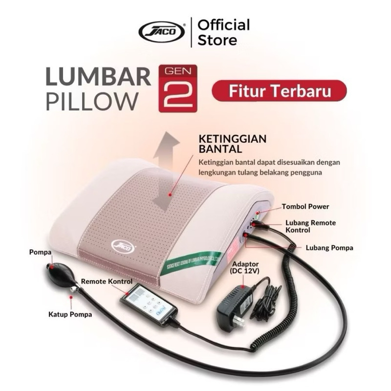 JACO lumbar pillow Gen 2 bantal terapi saraf terjepit [ BACA DESKRIPSI ]