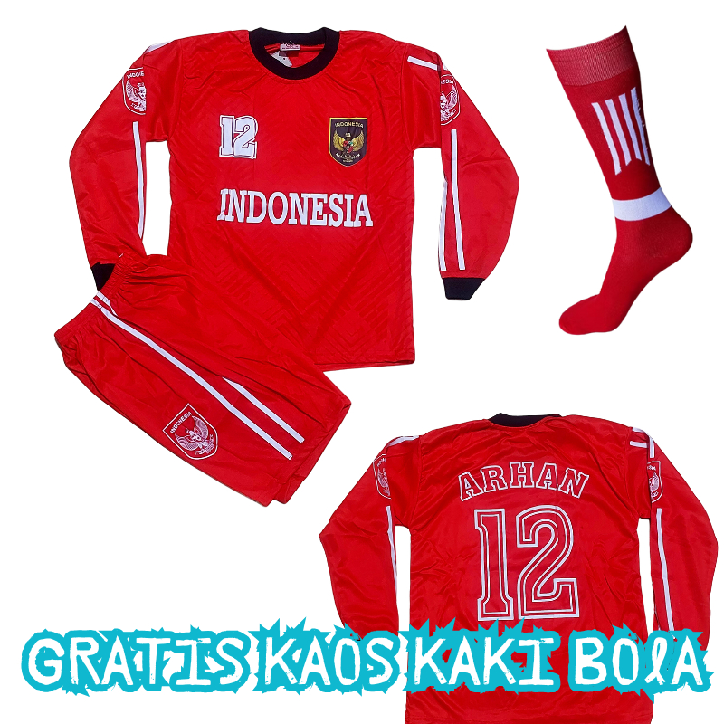 BAJU KIPER ANAK TIMNAS INDONESIA/SETELAN BAJU BOLA KIPER TIMNAS ANAK USIA 6-12THN